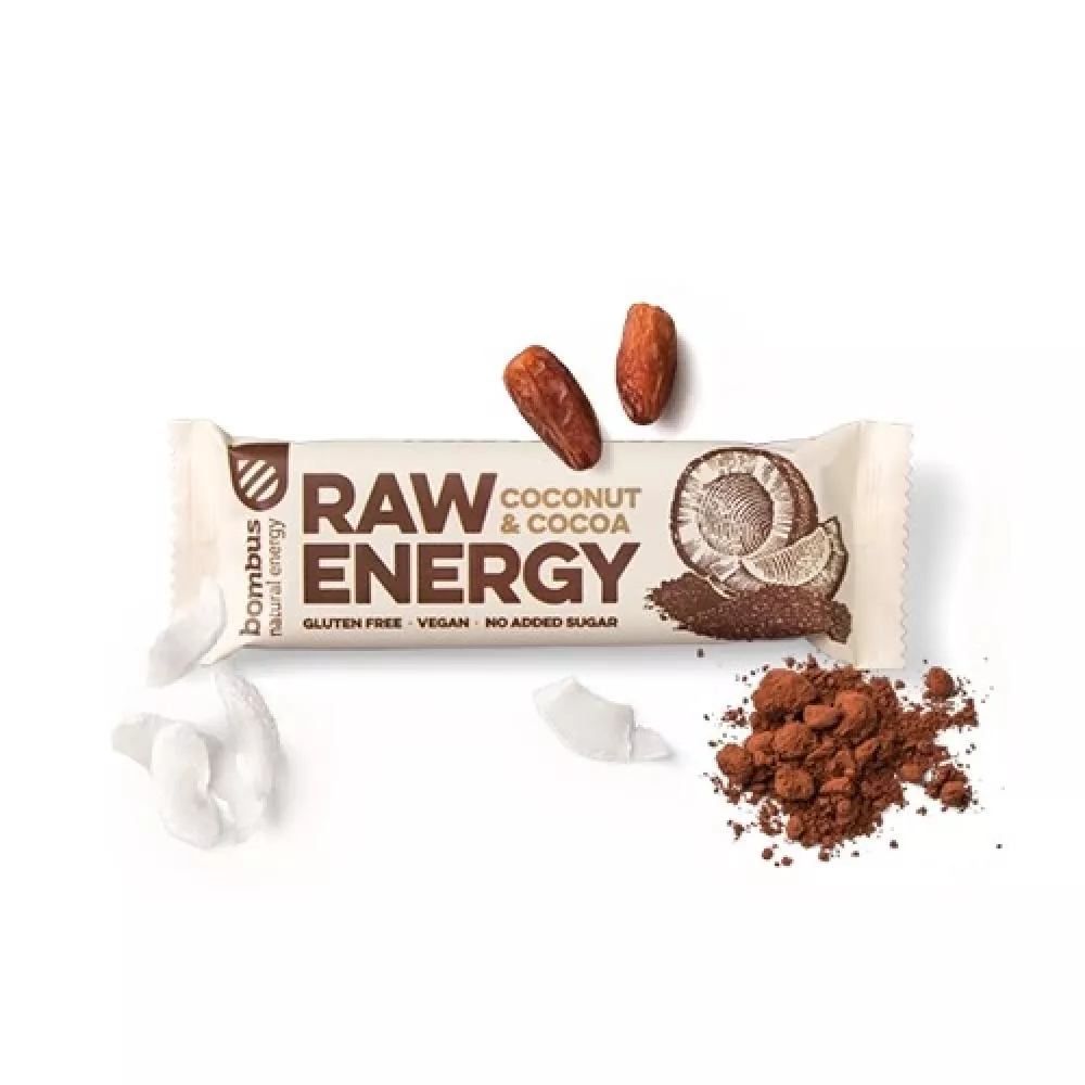 RAW ENERGY ovocná tyčinka s kakaem a kokosem, 50g